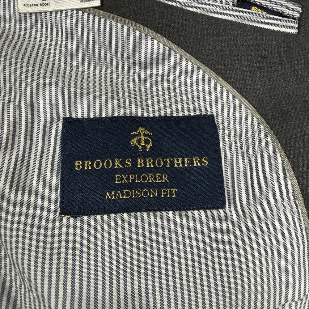 Brooks Brothers Blazer Men 45R Gray Explorer Madison Fit Wool Stretch Sport Coat
